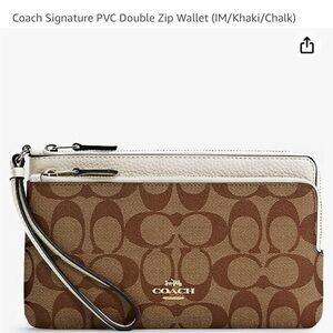 Coach Signature PVC Double Zip Wallet (IM/Khaki/Chalk)